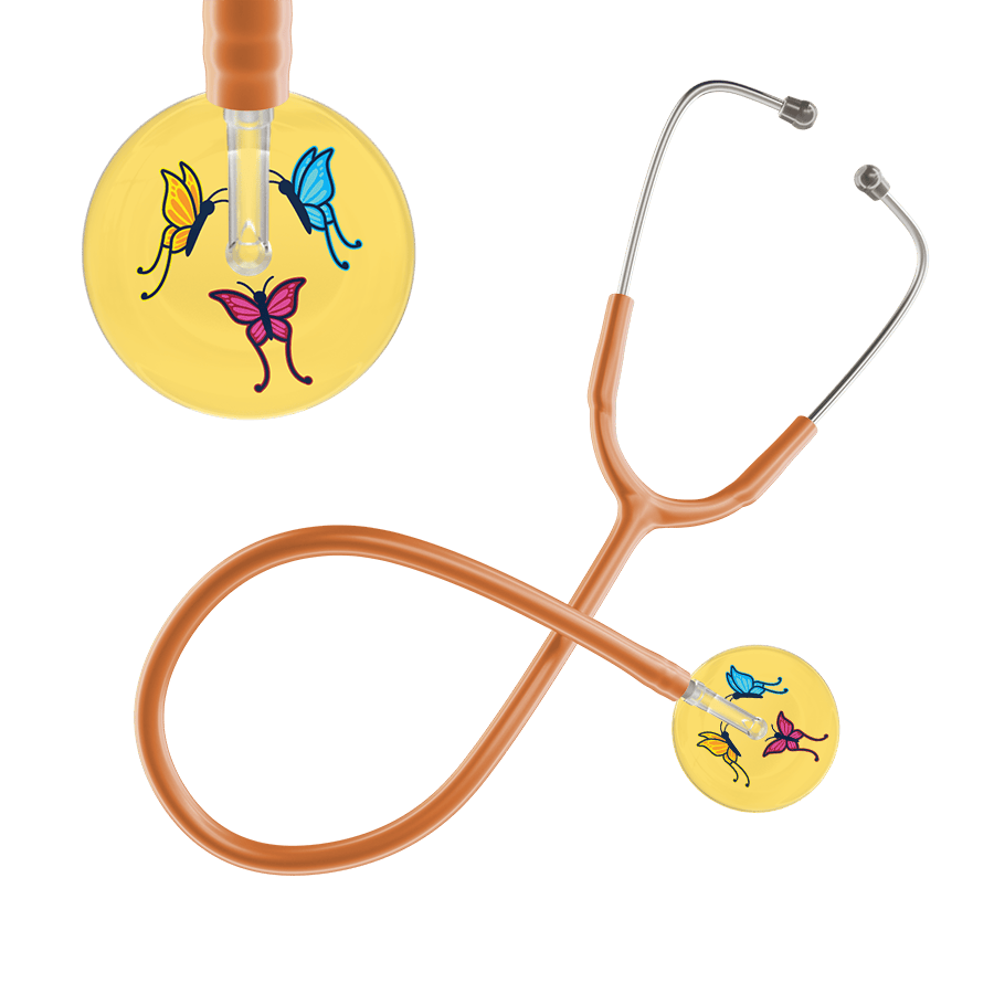 Ultrascope Single Stethoscope Light Yellow Butterflies / Adult / Caramel Light Butterflies Stethoscope