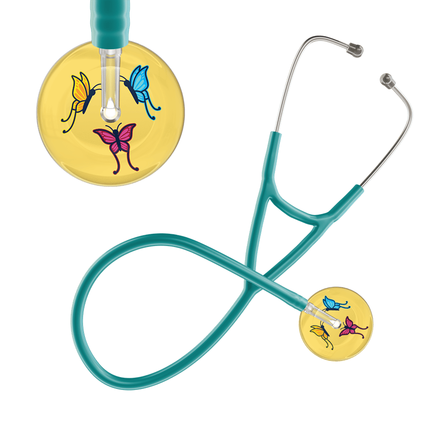 Ultrascope Single Stethoscope Light Yellow Butterflies / Adult / Jade Light Butterflies Cardiology Stethoscope