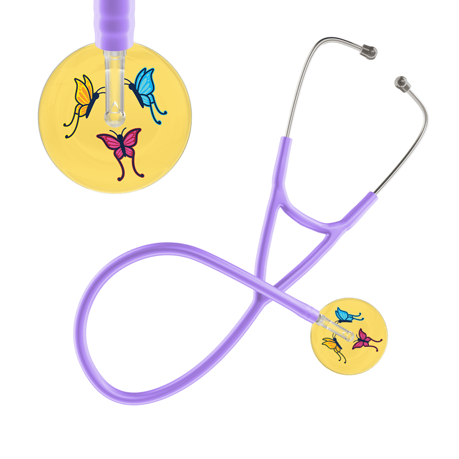 Ultrascope Single Stethoscope Light Yellow Butterflies / Adult / Lavender Light Butterflies Cardiology Stethoscope