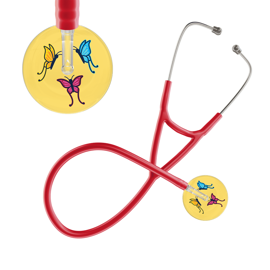 Ultrascope Single Stethoscope Light Yellow Butterflies / Adult / Red Light Butterflies Cardiology Stethoscope