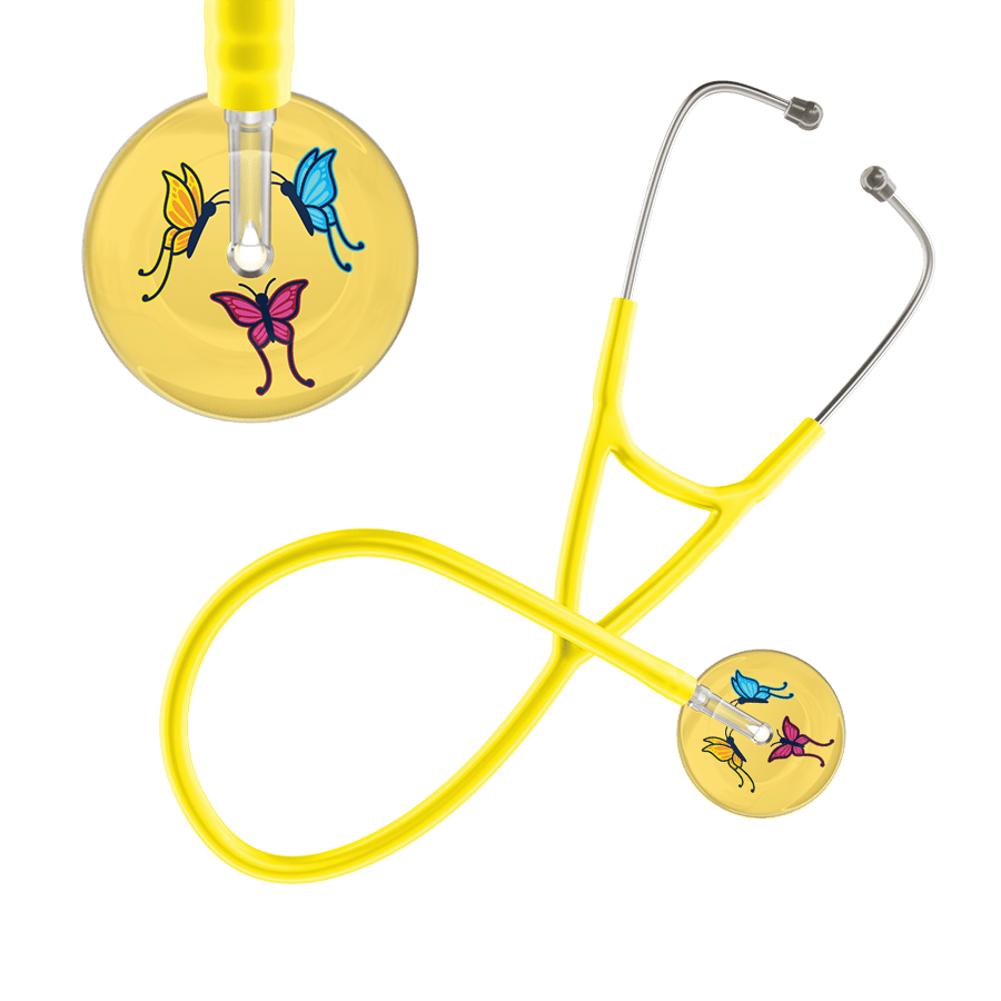 Ultrascope Single Stethoscope Light Yellow Butterflies / Adult / Yellow Light Butterflies Cardiology Stethoscope