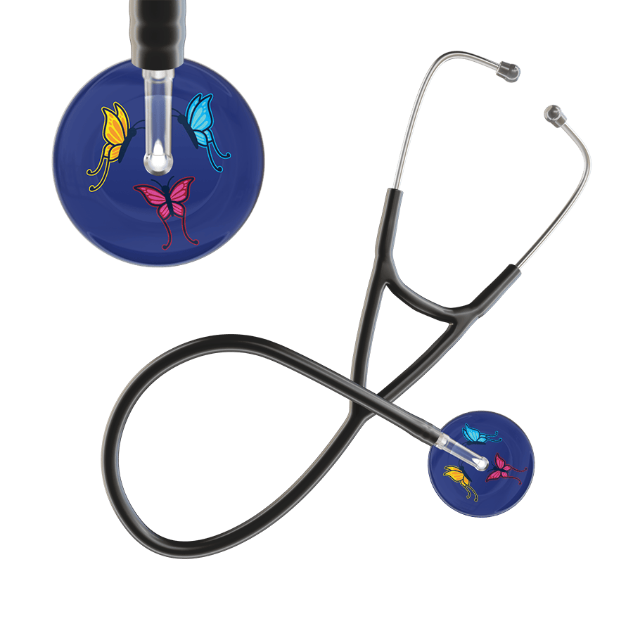 Ultrascope Single Stethoscope Royal Blue Butterflies / Adult / Black Dark Butterflies Cardiology Stethoscope