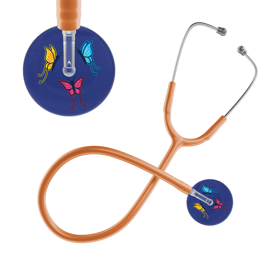 Ultrascope Single Stethoscope Royal Blue Butterflies / Pediatric / Caramel Dark Butterflies Stethoscope