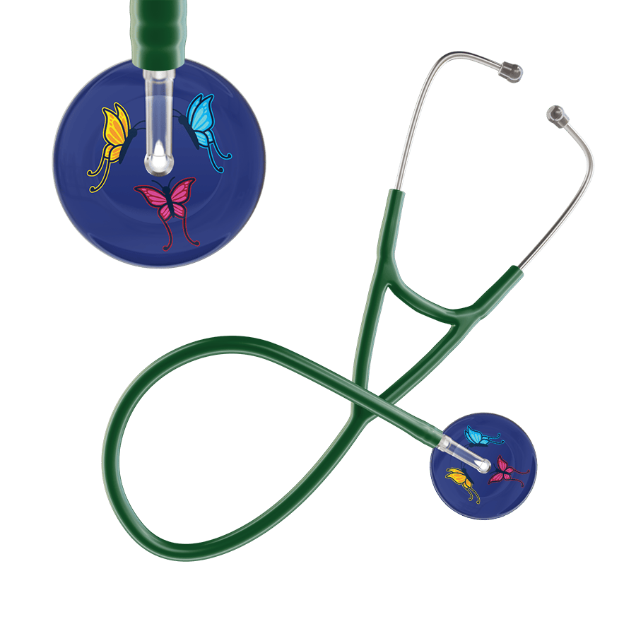 Ultrascope Single Stethoscope Royal Blue Butterflies / Adult / Dark Green Dark Butterflies Cardiology Stethoscope