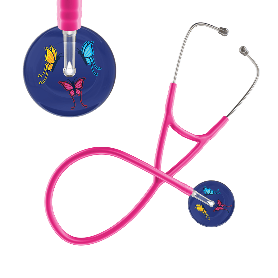 Ultrascope Single Stethoscope Royal Blue Butterflies / Adult / Hot Pink Dark Butterflies Cardiology Stethoscope