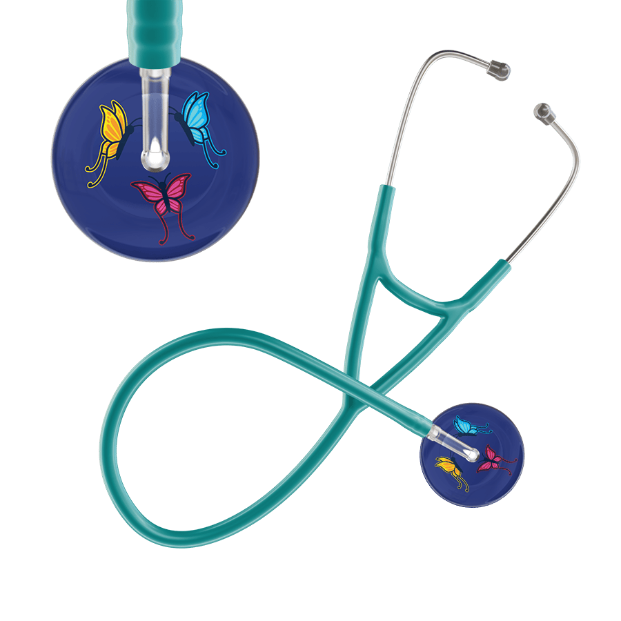 Ultrascope Single Stethoscope Royal Blue Butterflies / Adult / Jade Dark Butterflies Cardiology Stethoscope
