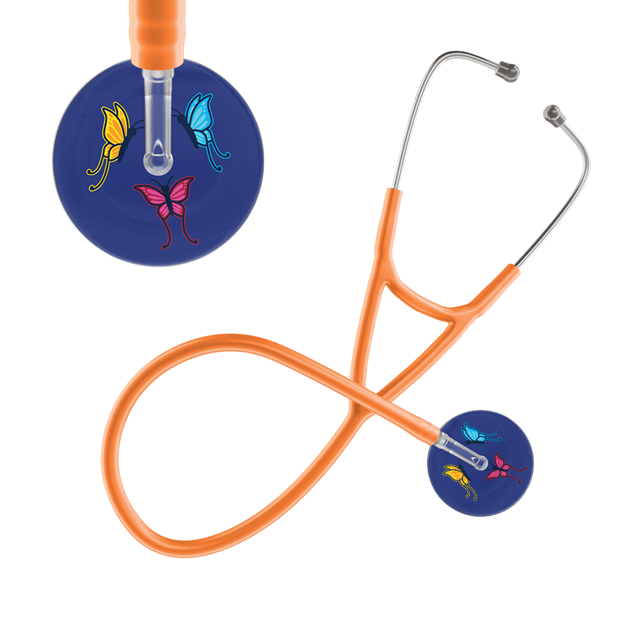 Ultrascope Single Stethoscope Royal Blue Butterflies / Adult / Orange Butterflies Cardiology Stethoscope