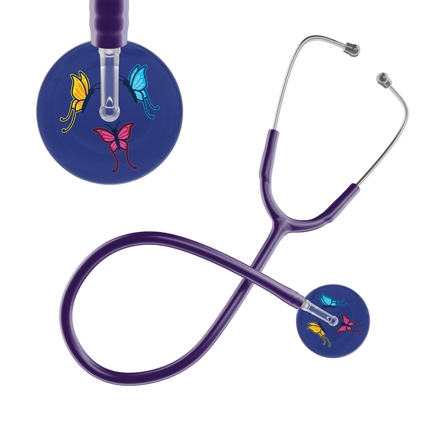 Ultrascope Single Stethoscope Royal Blue Butterflies / Adult / Purple Butterflies Stethoscope