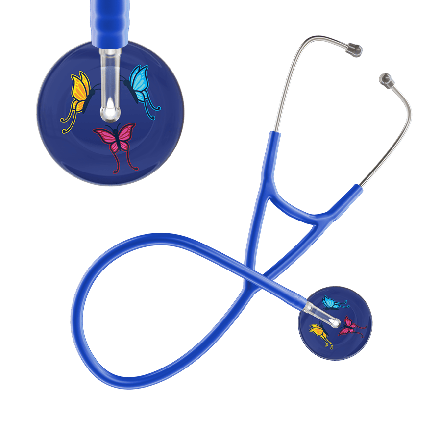 Ultrascope Single Stethoscope Royal Blue Butterflies / Adult / Royal Blue Dark Butterflies Cardiology Stethoscope