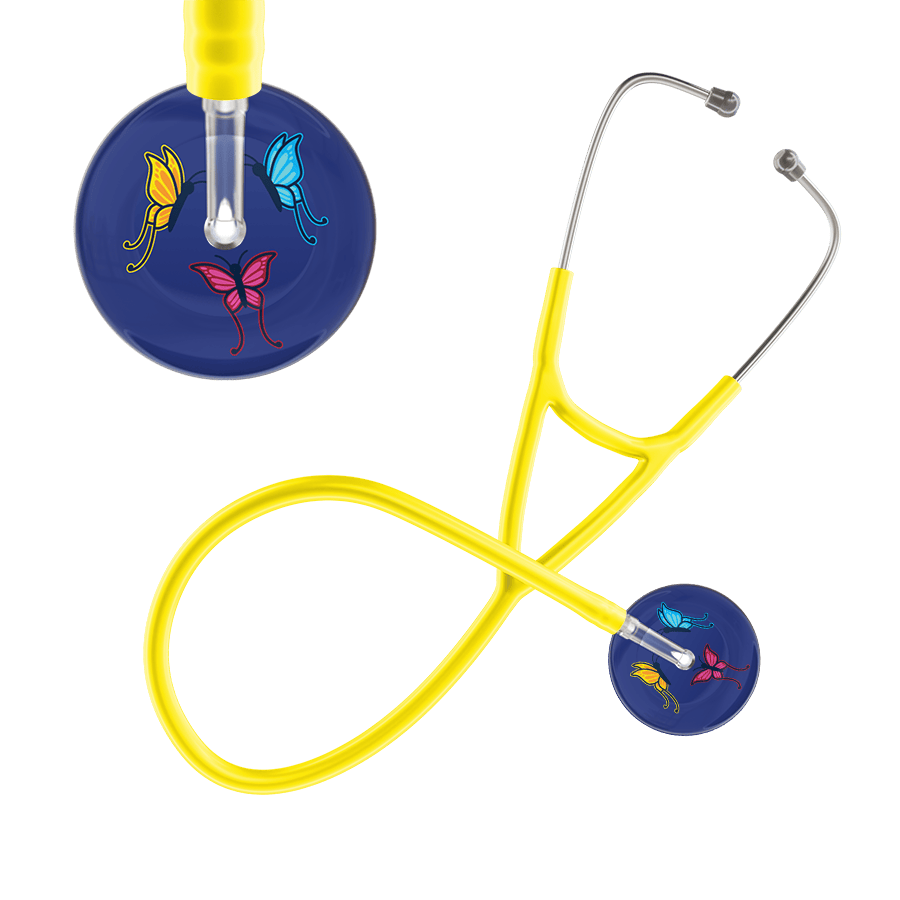 Ultrascope Single Stethoscope Royal Blue Butterflies / Adult / Yellow Dark Butterflies Cardiology Stethoscope
