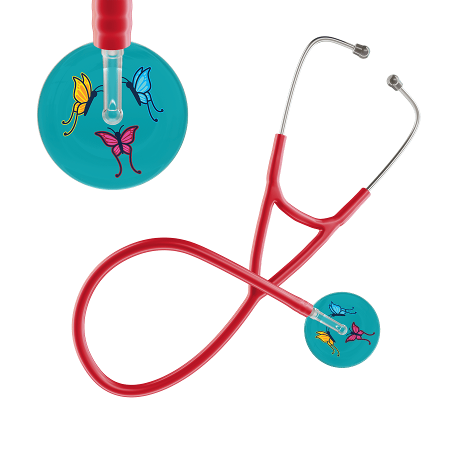 Ultrascope Single Stethoscope Teal Butterflies / Adult / Red Butterflies Cardiology Stethoscope