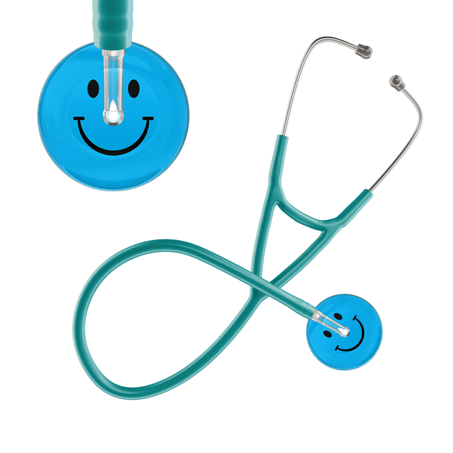 Ultrascope Single Stethoscope Smiley Face Cyan (CY) / Pediatric / Jade Dark Smiley Face Cardiology Stethoscope