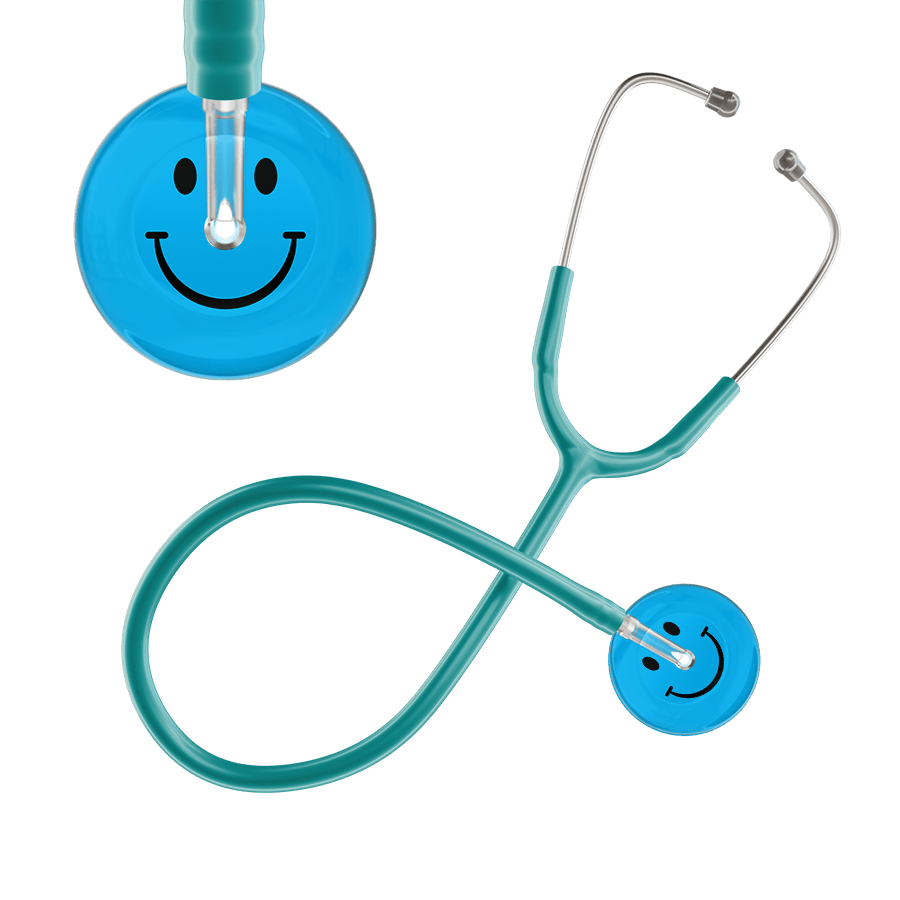 Ultrascope Single Stethoscope Smiley Face Cyan (CY) / Pediatric / Jade Dark Smiley Face Stethoscope