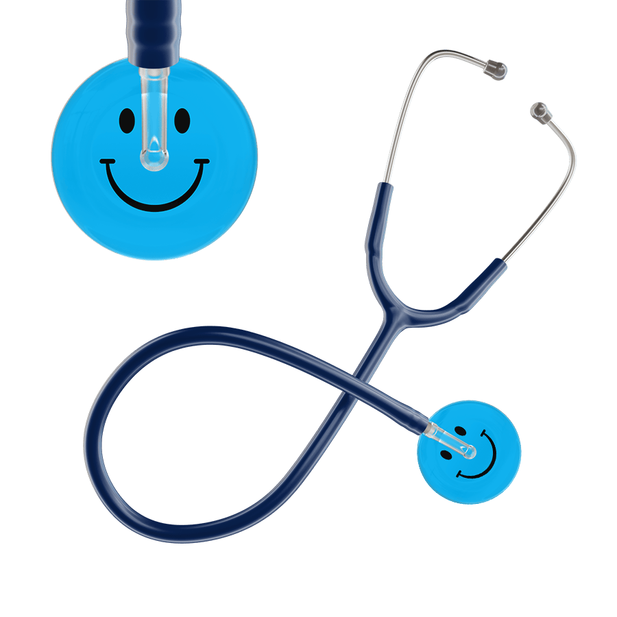 Ultrascope Single Stethoscope Smiley Face Cyan (CY) / Adult / Navy Smiley Face Stethoscope