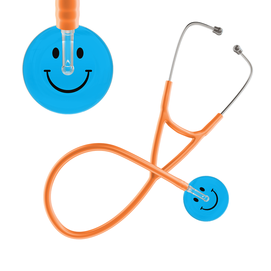 Ultrascope Single Stethoscope Smiley Face Cyan (CY) / Adult / Orange Smiley Face Cardiology Stethoscope