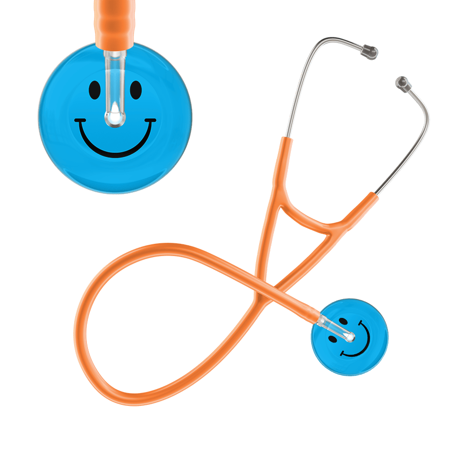 Ultrascope Single Stethoscope Smiley Face Cyan (CY) / Pediatric / Orange Dark Smiley Face Cardiology Stethoscope