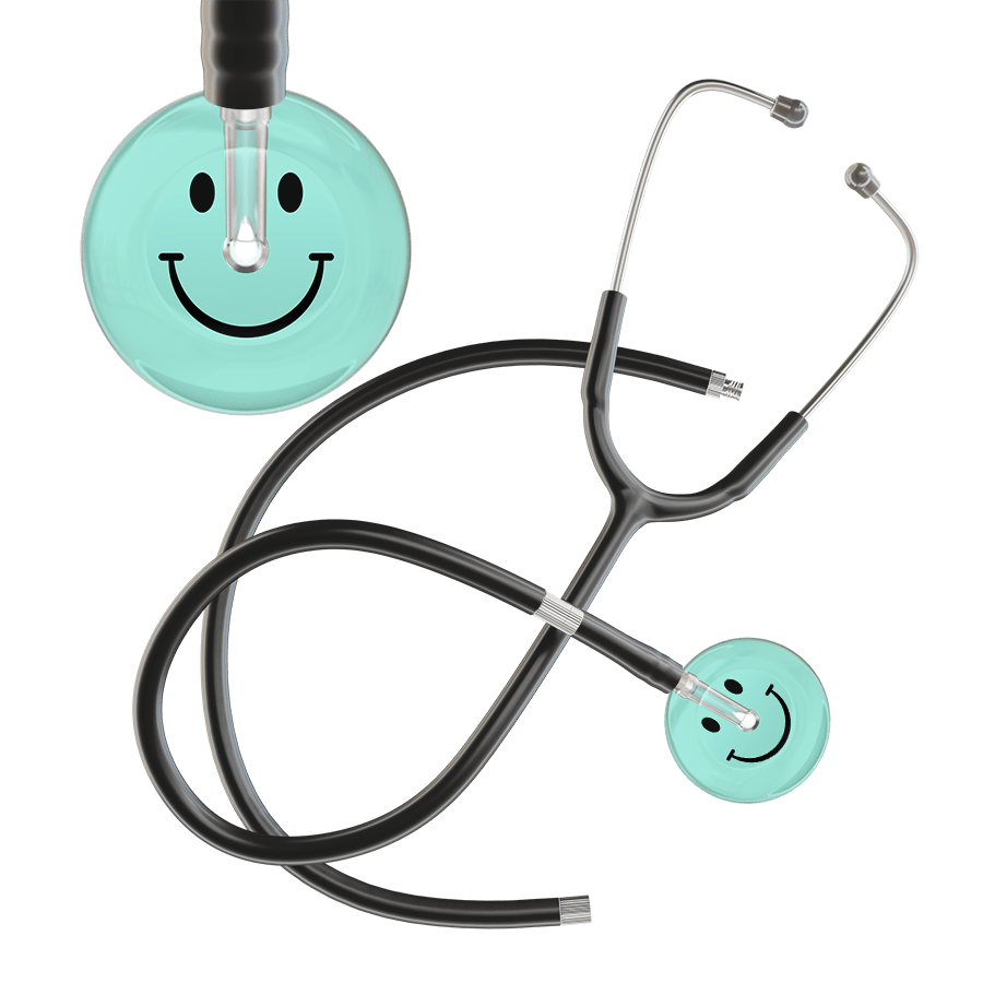Ultrascope Single Stethoscope Smiley Face Robin's Egg (EB) / Pediatric / Black Extended Tubing Light Smiley Face Stethoscope