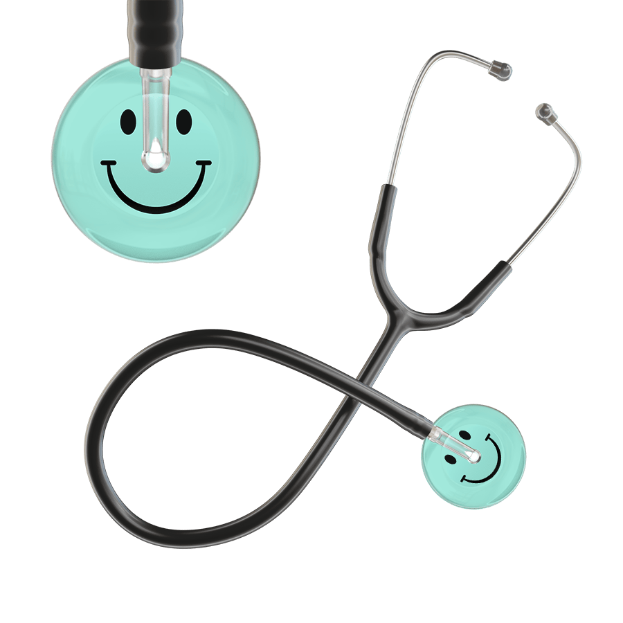 Ultrascope Single Stethoscope Smiley Face Robin's Egg (EB) / Pediatric / Black Light Smiley Face Stethoscope