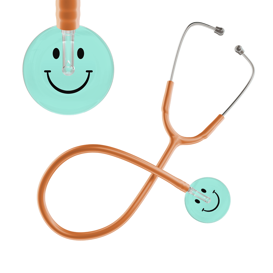 Ultrascope Single Stethoscope Smiley Face Robin's Egg (EB) / Adult / Caramel Light Smiley Face Stethoscope