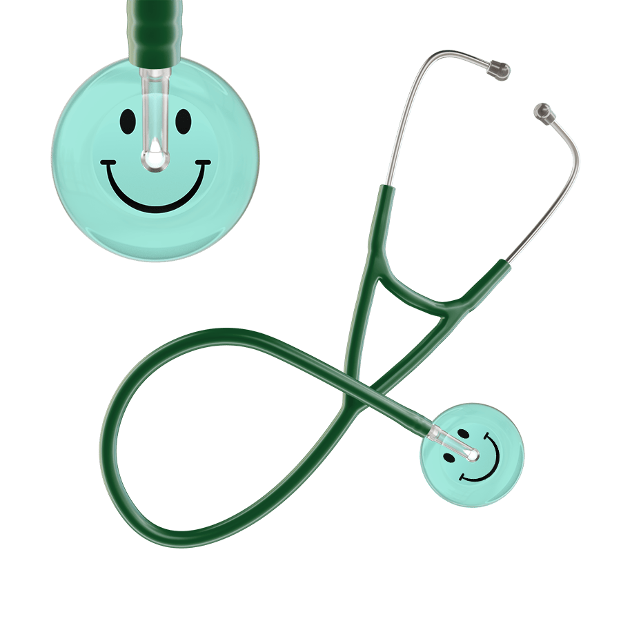 Ultrascope Single Stethoscope Smiley Face Robin's Egg (EB) / Adult / Dark Green Light Smiley Face Cardiology Stethoscope