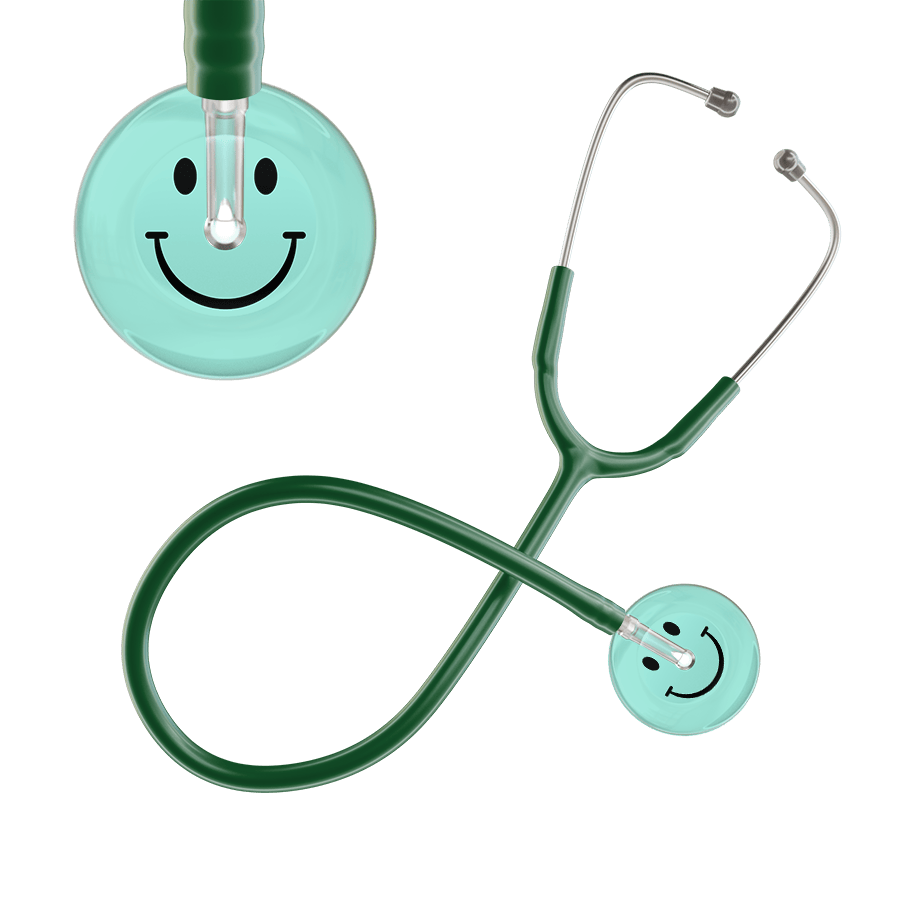 Ultrascope Single Stethoscope Smiley Face Robin's Egg (EB) / Adult / Dark Green Light Smiley Face Stethoscope