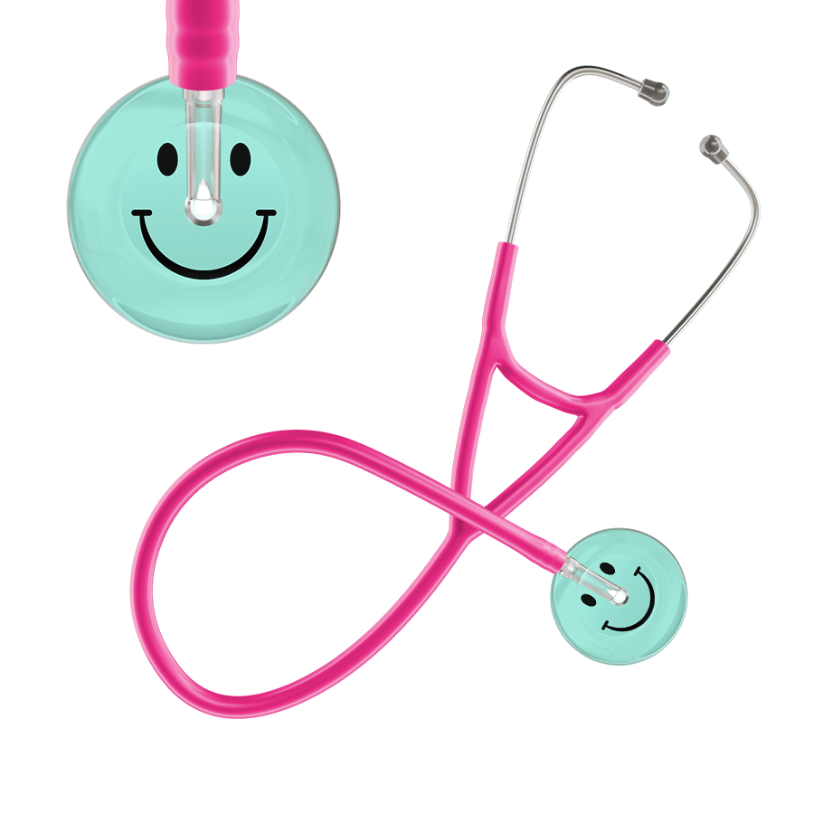 Ultrascope Single Stethoscope Smiley Face Robin's Egg (EB) / Adult / Hot Pink Light Smiley Face Cardiology Stethoscope