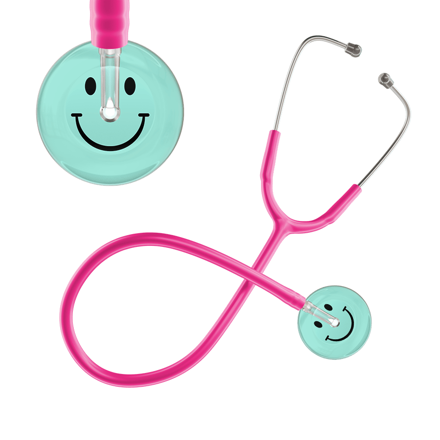 Ultrascope Single Stethoscope Smiley Face Robin's Egg (EB) / Pediatric / Hot Pink Light Smiley Face Stethoscope