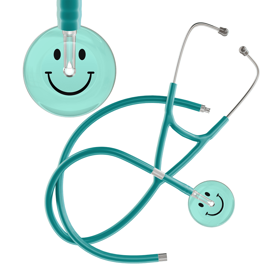 Ultrascope Single Stethoscope Smiley Face Robin's Egg (EB) / Pediatric / Jade Extended Tubing Light Smiley Face Cardiology Stethoscope