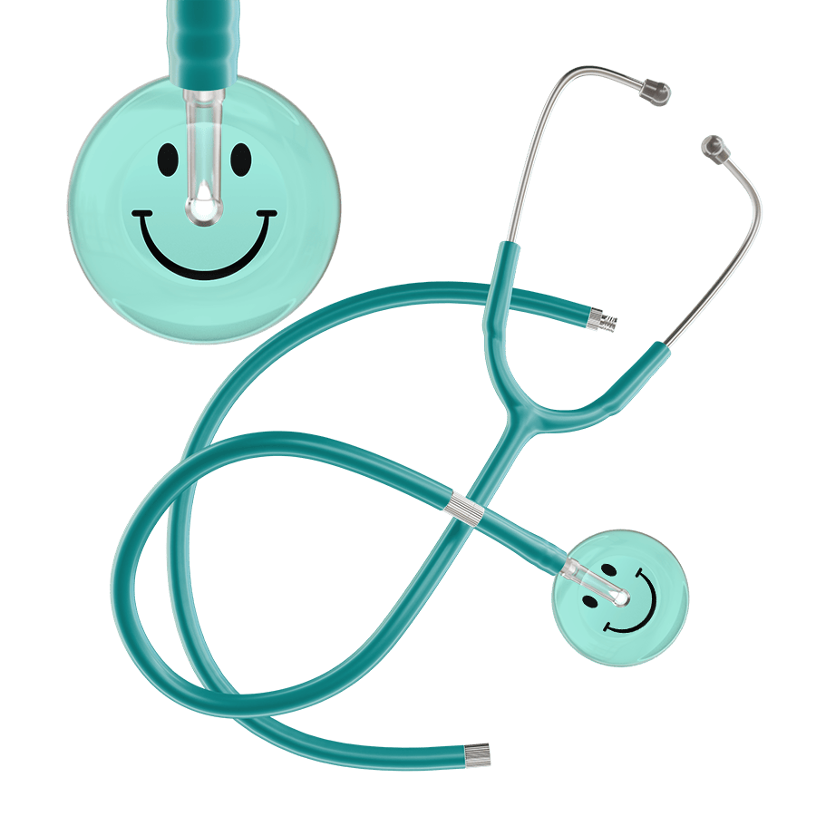 Ultrascope Single Stethoscope Smiley Face Robin's Egg (EB) / Pediatric / Jade Extended Tubing Light Smiley Face Stethoscope