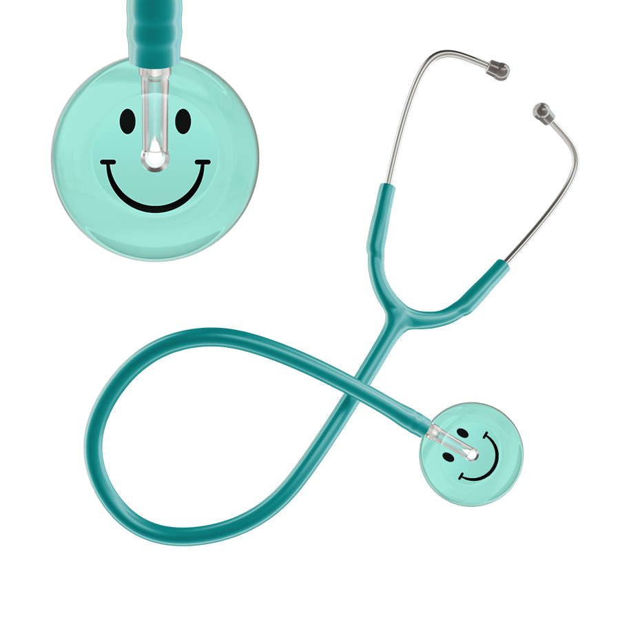Ultrascope Single Stethoscope Smiley Face Robin's Egg (EB) / Pediatric / Jade Light Smiley Face Stethoscope