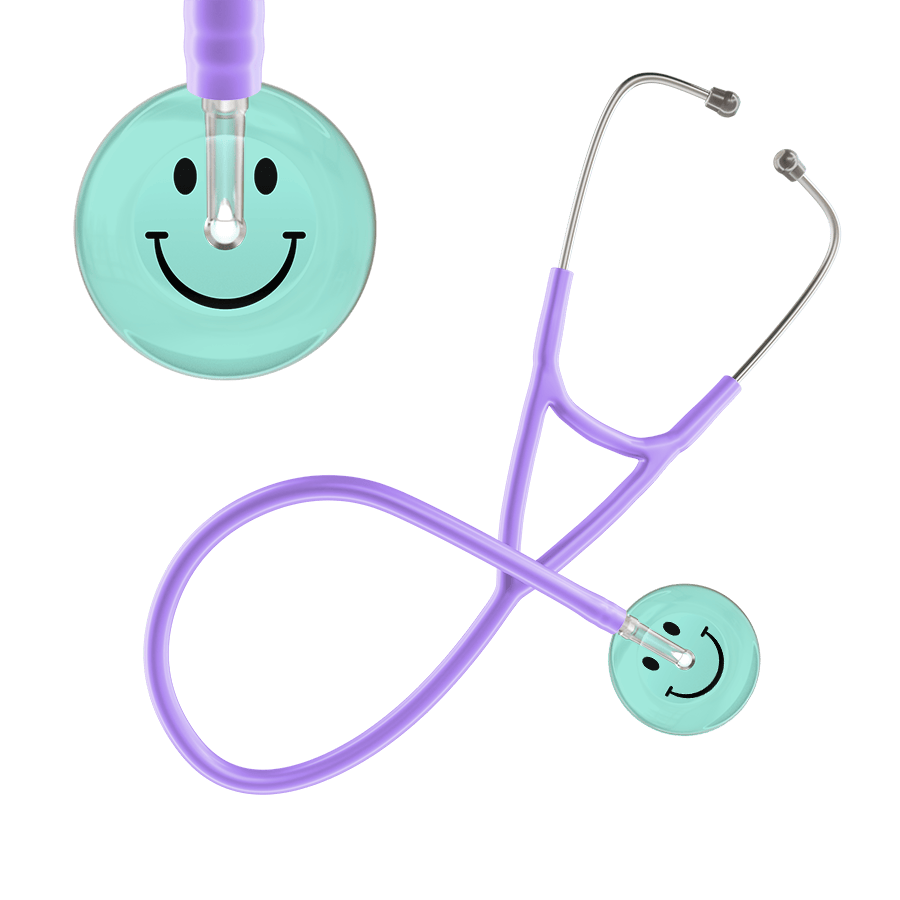 Ultrascope Single Stethoscope Smiley Face Robin's Egg (EB) / Adult / Lavender Light Smiley Face Cardiology Stethoscope