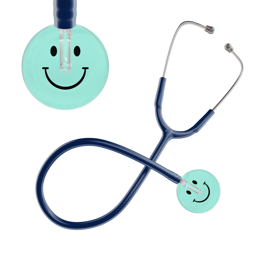 Ultrascope Single Stethoscope Smiley Face Robin's Egg (EB) / Adult / Navy Smiley Face Stethoscope