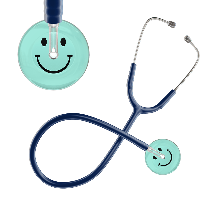 Ultrascope Single Stethoscope Smiley Face Robin's Egg (EB) / Pediatric / Navy Light Smiley Face Stethoscope