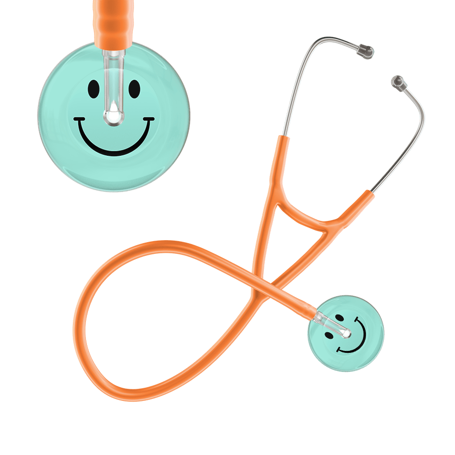 Ultrascope Single Stethoscope Smiley Face Robin's Egg (EB) / Pediatric / Orange Light Smiley Face Cardiology Stethoscope