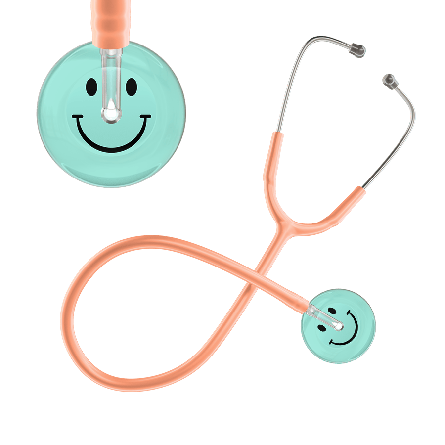 Ultrascope Single Stethoscope Smiley Face Robin's Egg (EB) / Adult / Peach Light Smiley Face Stethoscope