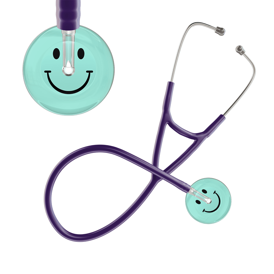 Ultrascope Single Stethoscope Smiley Face Robin's Egg (EB) / Pediatric / Purple Light Smiley Face Cardiology Stethoscope