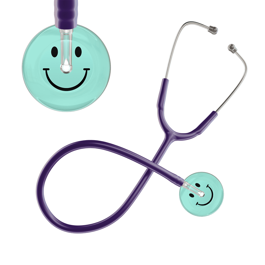 Ultrascope Single Stethoscope Smiley Face Robin's Egg (EB) / Pediatric / Purple Light Smiley Face Stethoscope