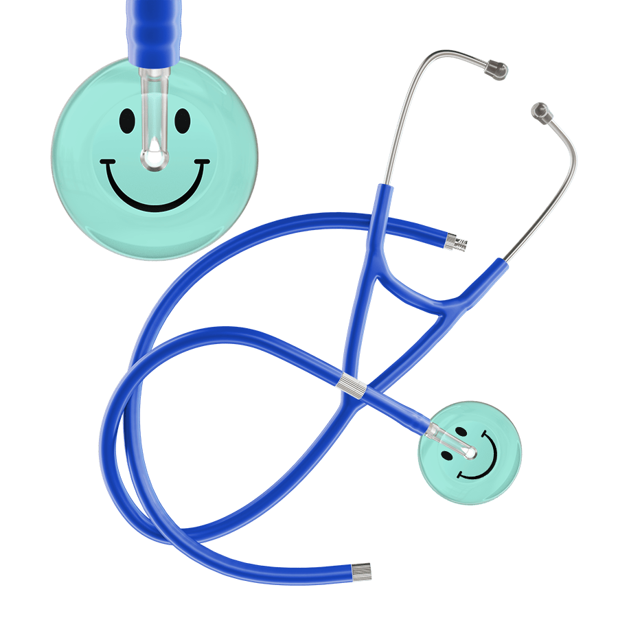Ultrascope Single Stethoscope Smiley Face Robin's Egg (EB) / Pediatric / Royal Blue Extended Tubing Light Smiley Face Cardiology Stethoscope