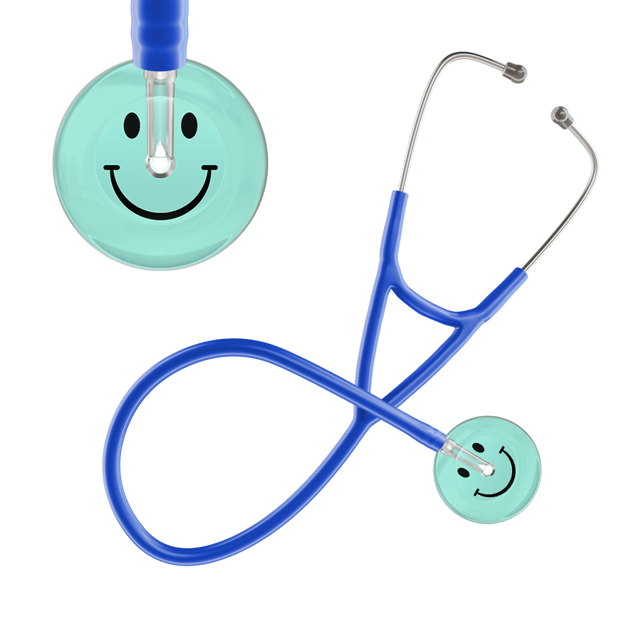 Ultrascope Single Stethoscope Smiley Face Robin's Egg (EB) / Pediatric / Royal Blue Light Smiley Face Cardiology Stethoscope