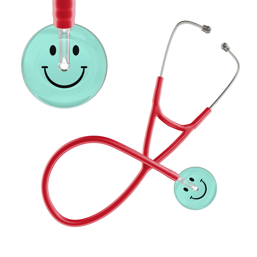 Ultrascope Single Stethoscope Smiley Face Robin's Egg (EB) / Pediatric / Red Light Smiley Face Cardiology Stethoscope