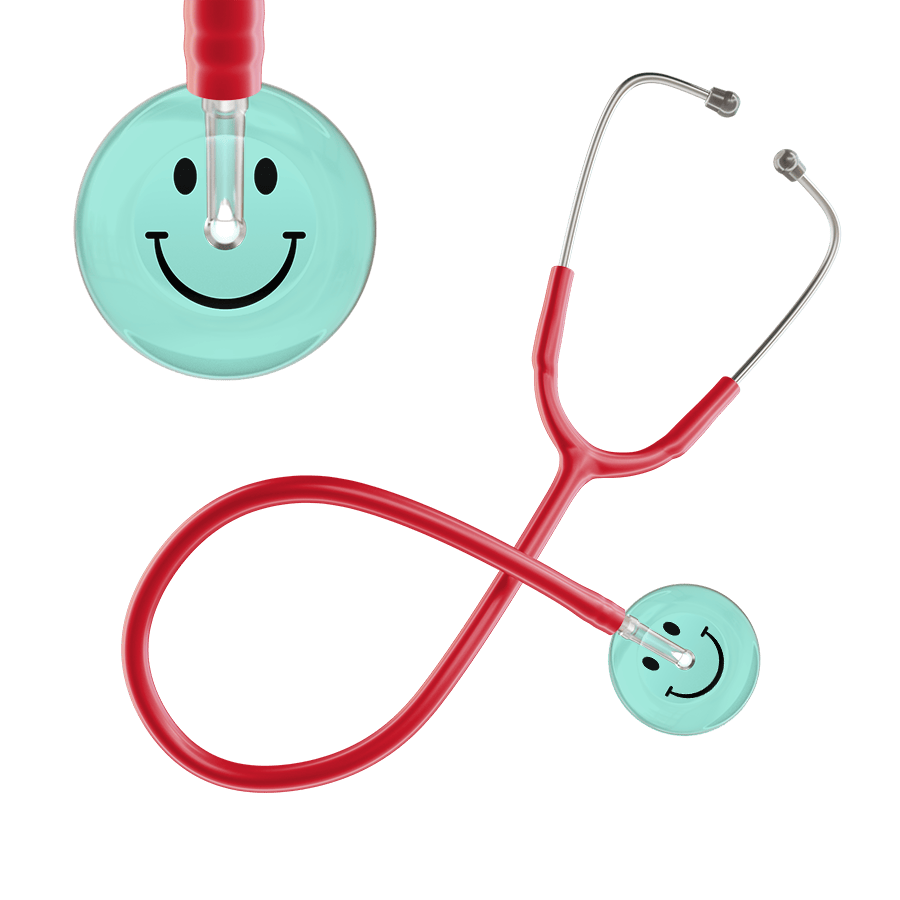 Ultrascope Single Stethoscope Smiley Face Robin's Egg (EB) / Adult / Red Light Smiley Face Stethoscope