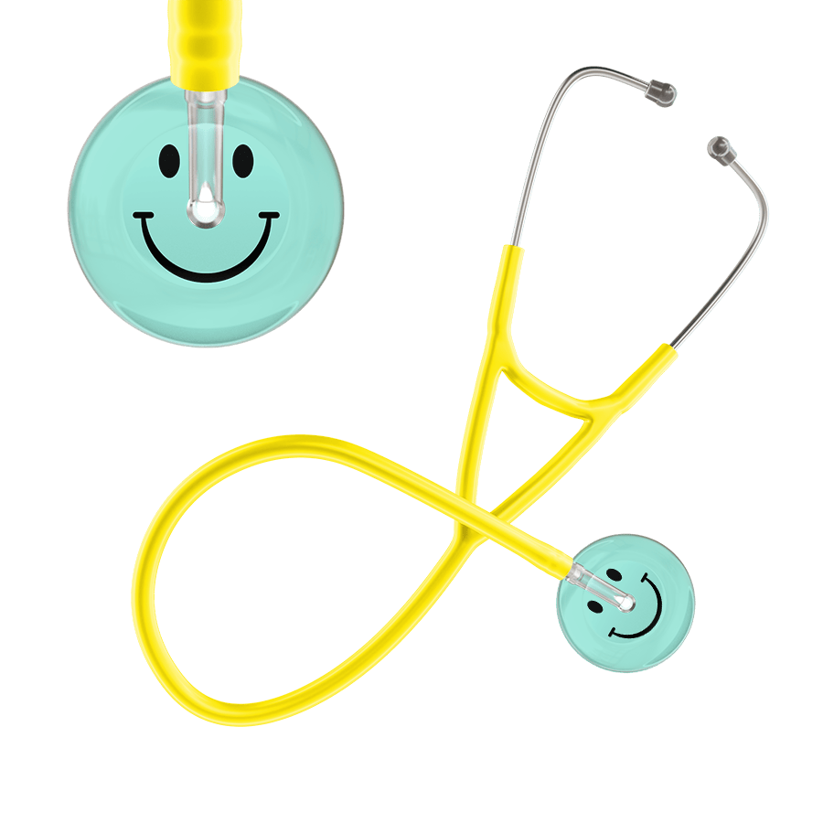 Ultrascope Single Stethoscope Smiley Face Robin's Egg (EB) / Adult / Yellow Light Smiley Face Cardiology Stethoscope