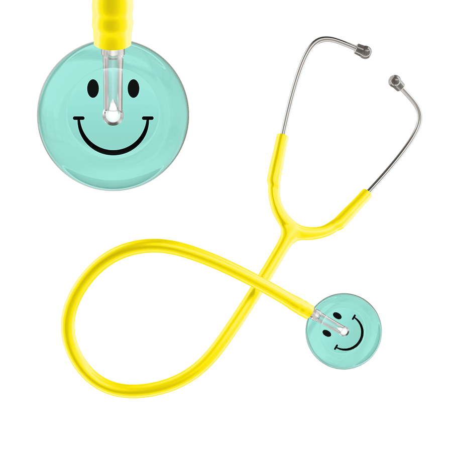 Ultrascope Single Stethoscope Smiley Face Robin's Egg (EB) / Adult / Yellow Light Smiley Face Stethoscope