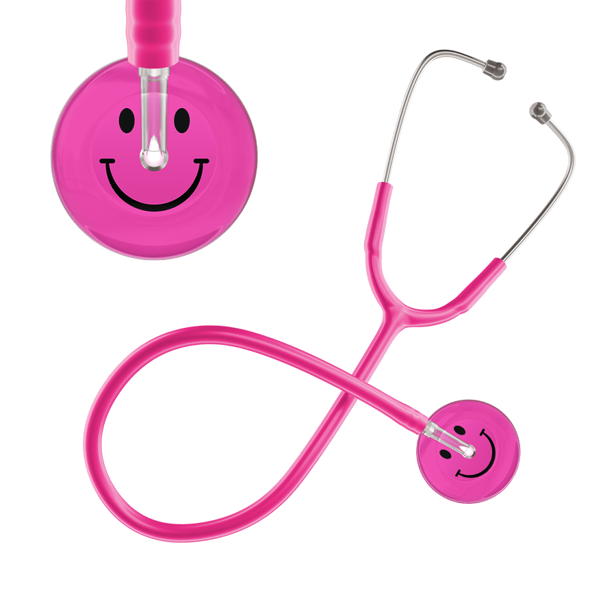 Ultrascope Single Stethoscope Smiley Face Hot Pink (HP) / Adult / Hot Pink Dark Smiley Face Stethoscope