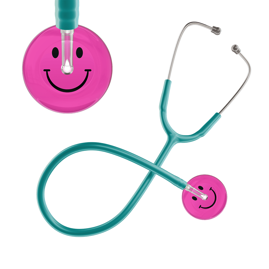 Ultrascope Single Stethoscope Smiley Face Hot Pink (HP) / Pediatric / Jade Dark Smiley Face Stethoscope