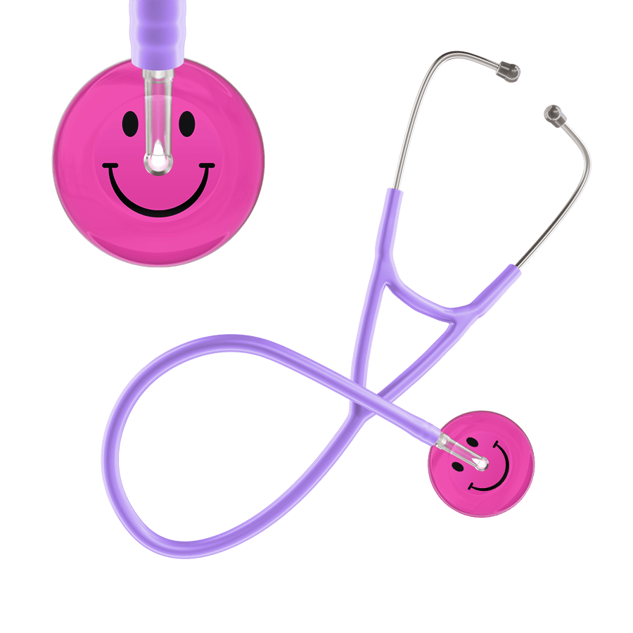Ultrascope Single Stethoscope Smiley Face Hot Pink (HP) / Adult / Lavender Dark Smiley Face Cardiology Stethoscope