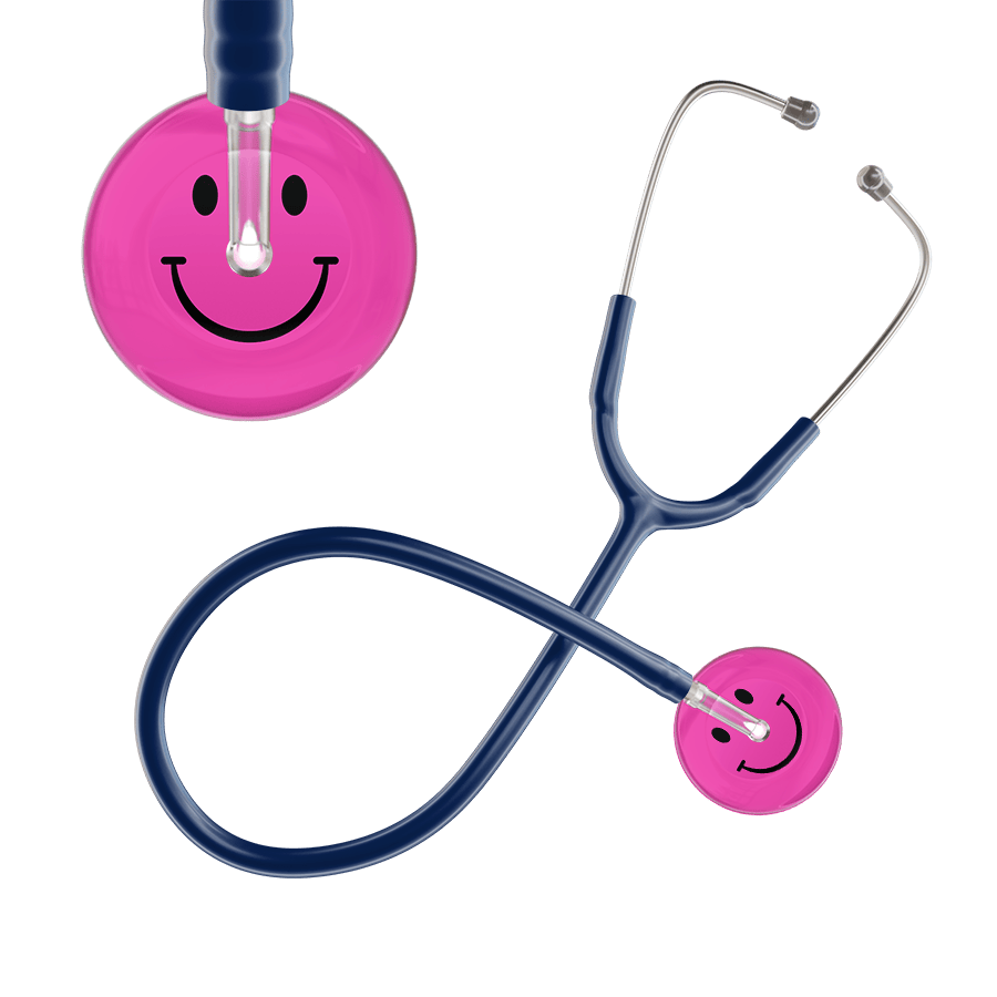 Ultrascope Single Stethoscope Smiley Face Hot Pink (HP) / Adult / Navy Dark Smiley Face Stethoscope