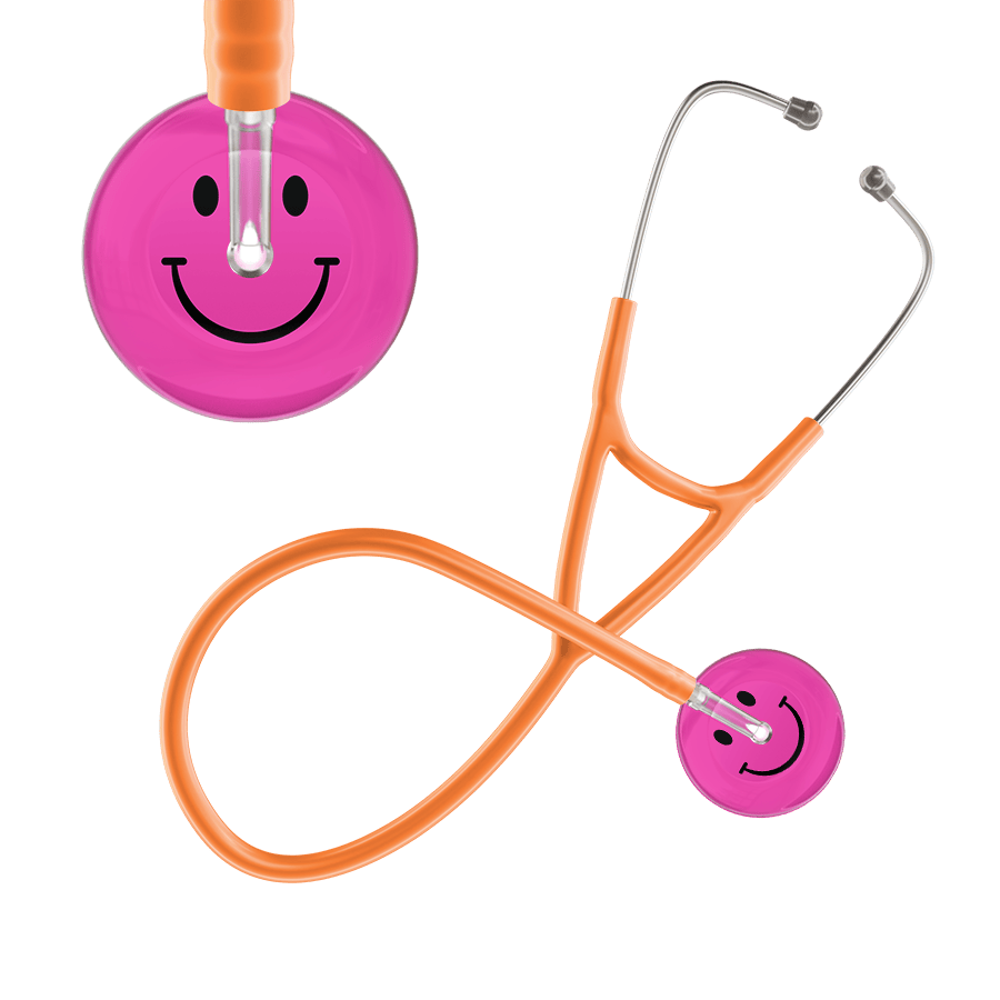 Ultrascope Single Stethoscope Smiley Face Hot Pink (HP) / Pediatric / Orange Dark Smiley Face Cardiology Stethoscope