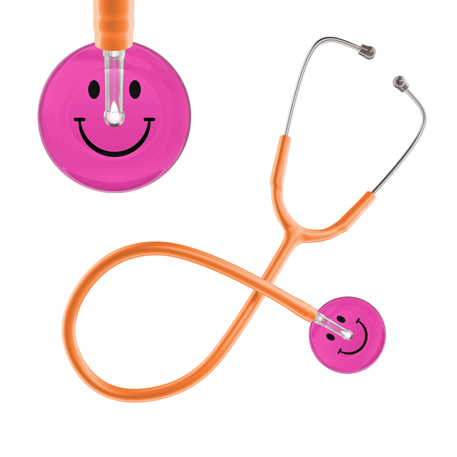 Ultrascope Single Stethoscope Smiley Face Hot Pink (HP) / Adult / Orange Dark Smiley Face Stethoscope