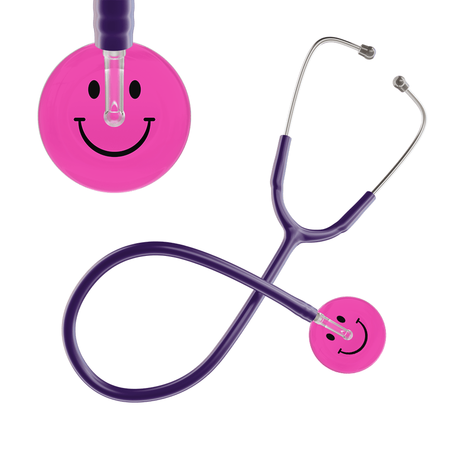 Ultrascope Single Stethoscope Smiley Face Hot Pink (HP) / Adult / Purple Smiley Face Stethoscope